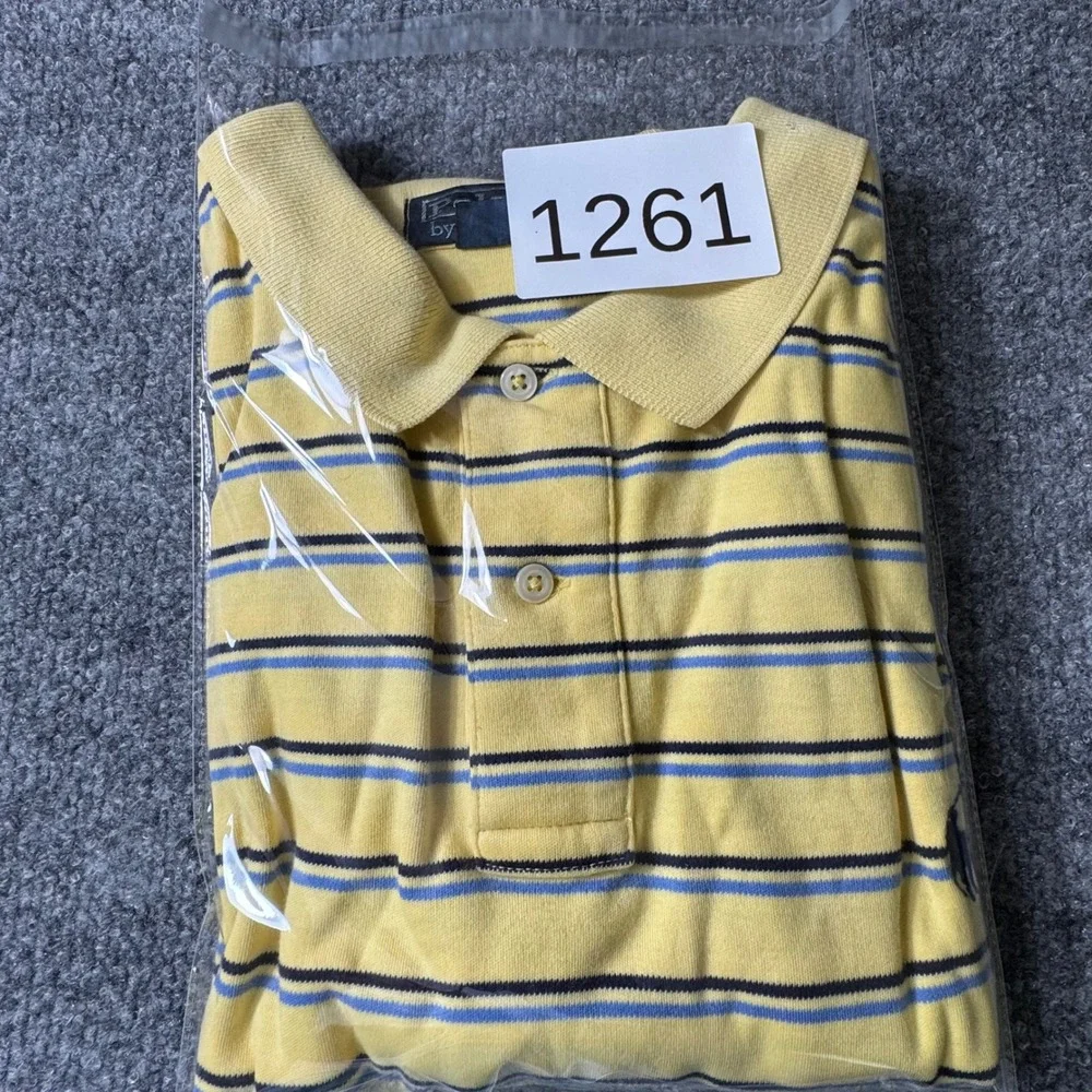 Polo Ralph Lauren Polo Shirt Mens XL Striped Cotton Classic Fit Yellow Vintage